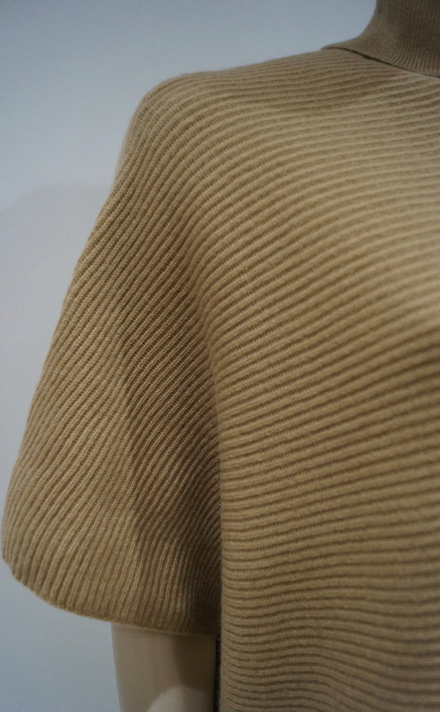 MICHAEL KORS Caramel Beige Merino Wool Cashmere Slouchy Rib Jumper Sweater M