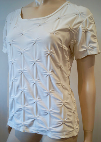 ANNE FONTAINE White Collared V Neck Black Trim Sleeveless Shirt Blouse Top 40