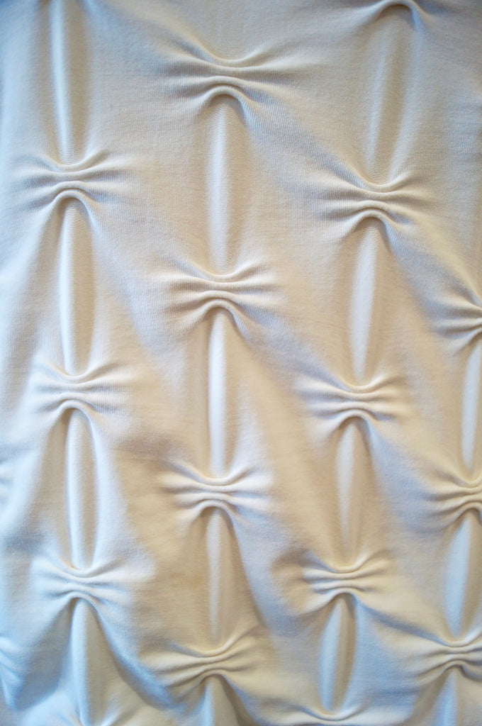 ANNE FONTAINE Cream Textured Fabric Round Neck Short Sleeve T-Shirt Top 3; M/L