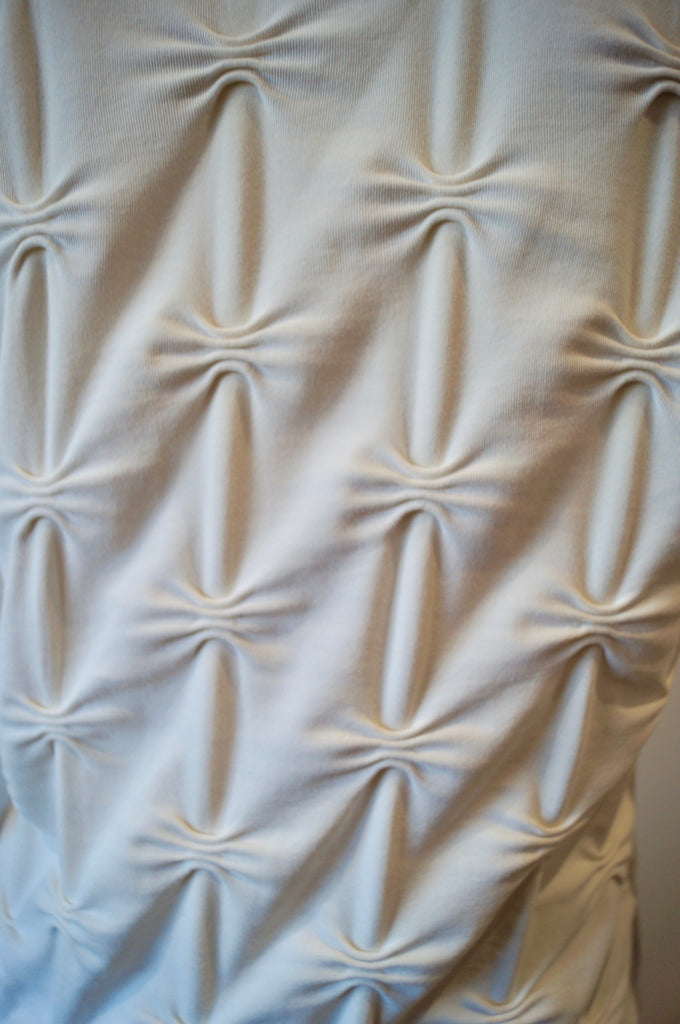 ANNE FONTAINE Cream Textured Fabric Round Neck Short Sleeve T-Shirt Top 3; M/L