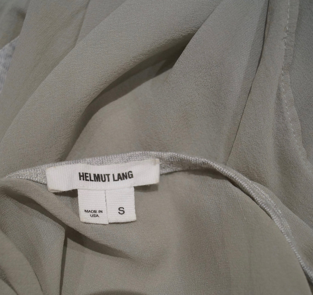 HELMUT LANG Women's Pale Grey Round Neck Sheer Detail Sleeveless Vest Top S