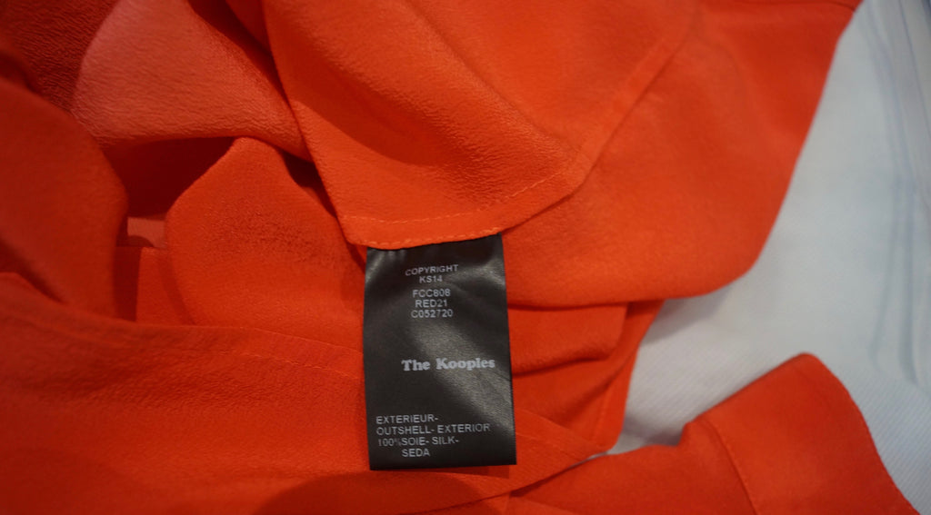 THE KOOPLES Cream & Orange Silk Collared Long Sleeve Ombre Blouse Shirt Top S