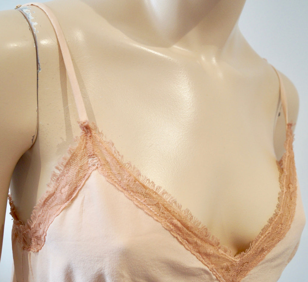 PINKO Pale Pink Silk Lace Trim Spaghetti Strap Sleeveless Cami Vest Tank Top 12