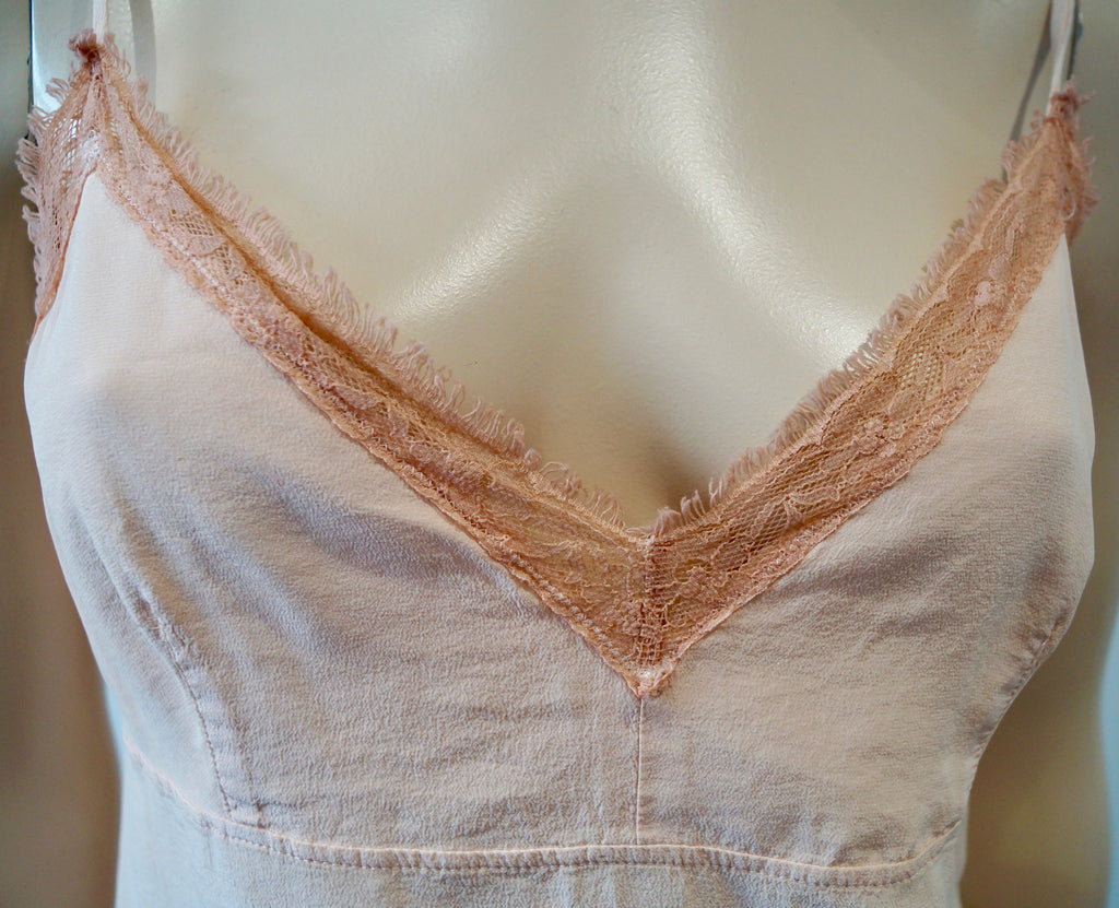 PINKO Pale Pink Silk Lace Trim Spaghetti Strap Sleeveless Cami Vest Tank Top 12