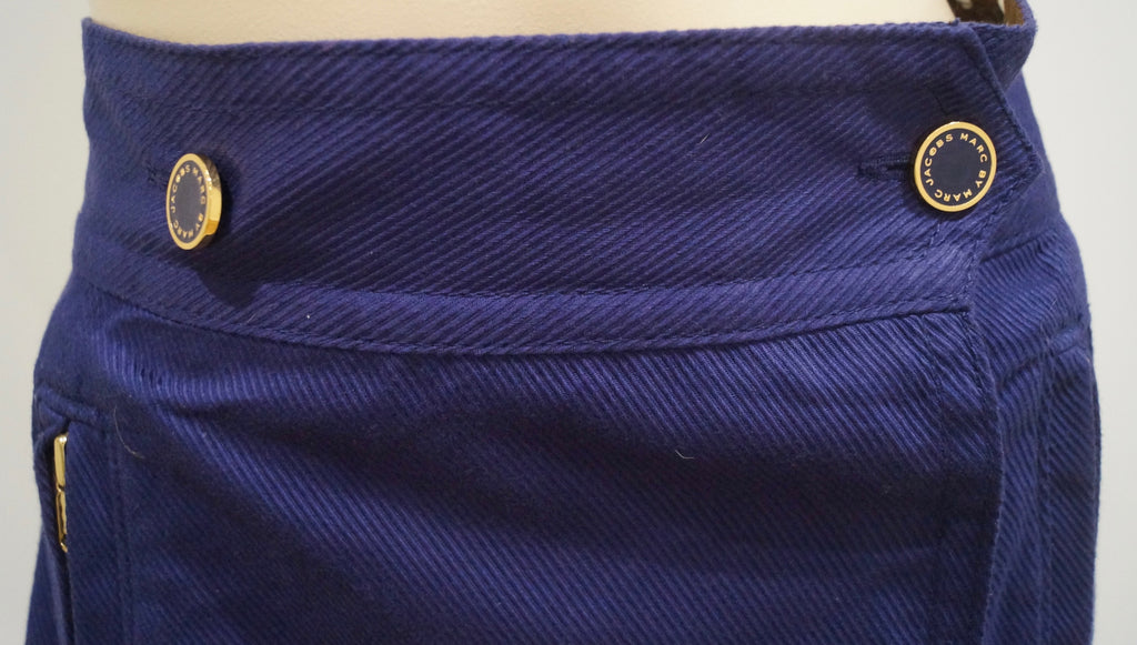 MARC BY MARC JACOBS Women's Purple Blue 100% Cotton Wrap Front Skirt US10 UK14