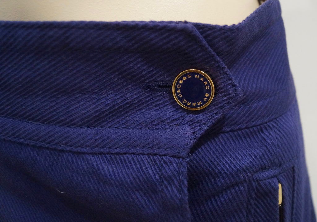 MARC BY MARC JACOBS Women's Purple Blue 100% Cotton Wrap Front Skirt US10 UK14