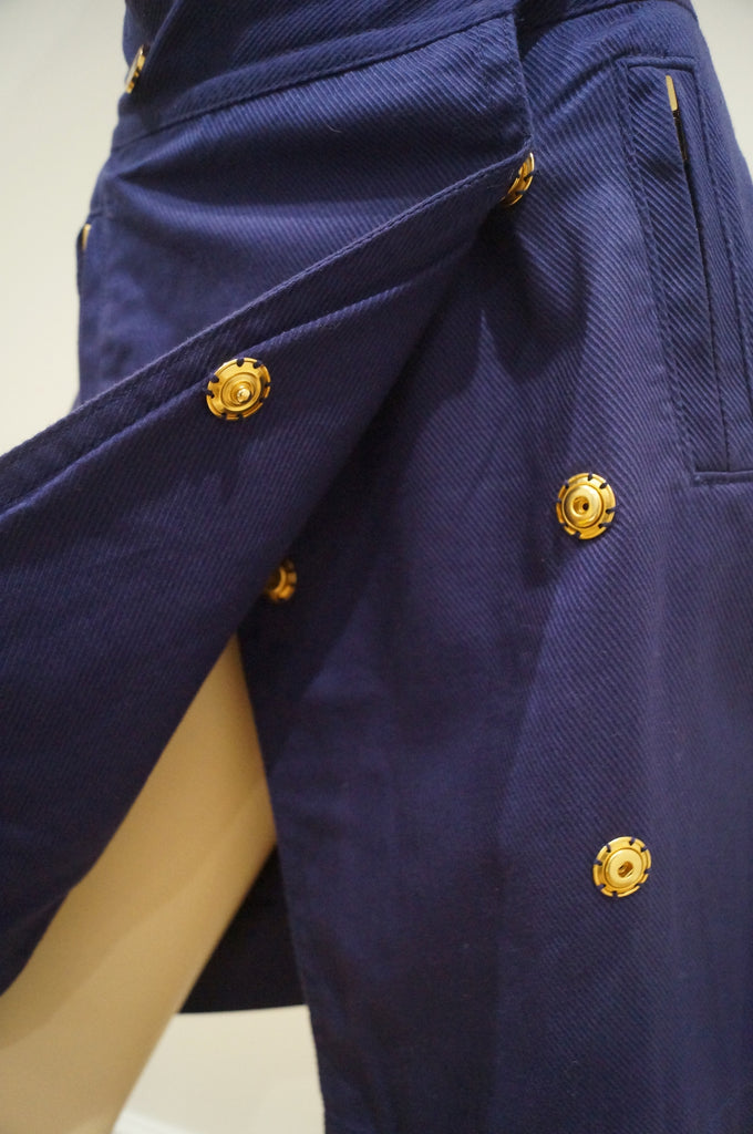 MARC BY MARC JACOBS Women's Purple Blue 100% Cotton Wrap Front Skirt US10 UK14