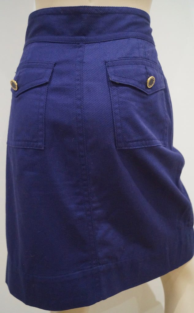 MARC BY MARC JACOBS Women's Purple Blue 100% Cotton Wrap Front Skirt US10 UK14