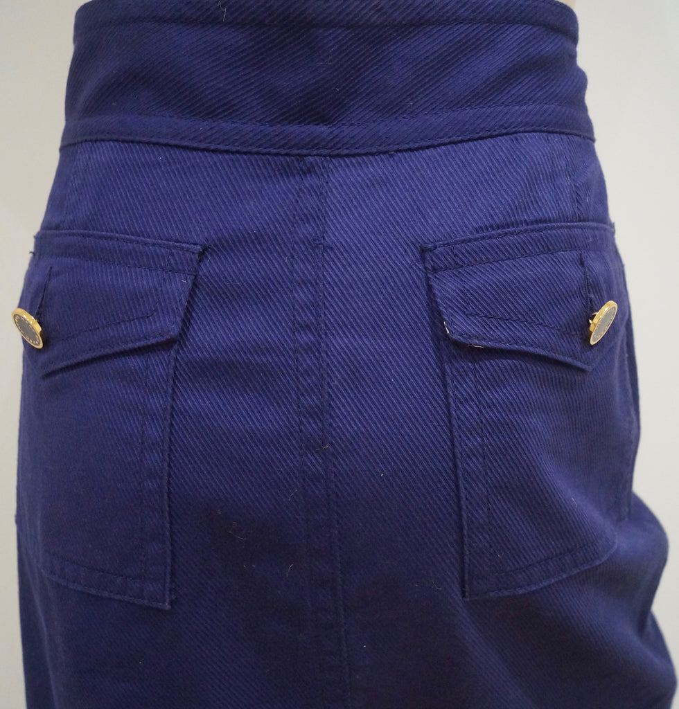 MARC BY MARC JACOBS Women's Purple Blue 100% Cotton Wrap Front Skirt US10 UK14