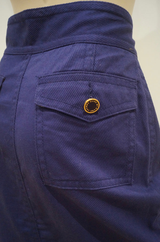 MARC BY MARC JACOBS Women's Purple Blue 100% Cotton Wrap Front Skirt US10 UK14