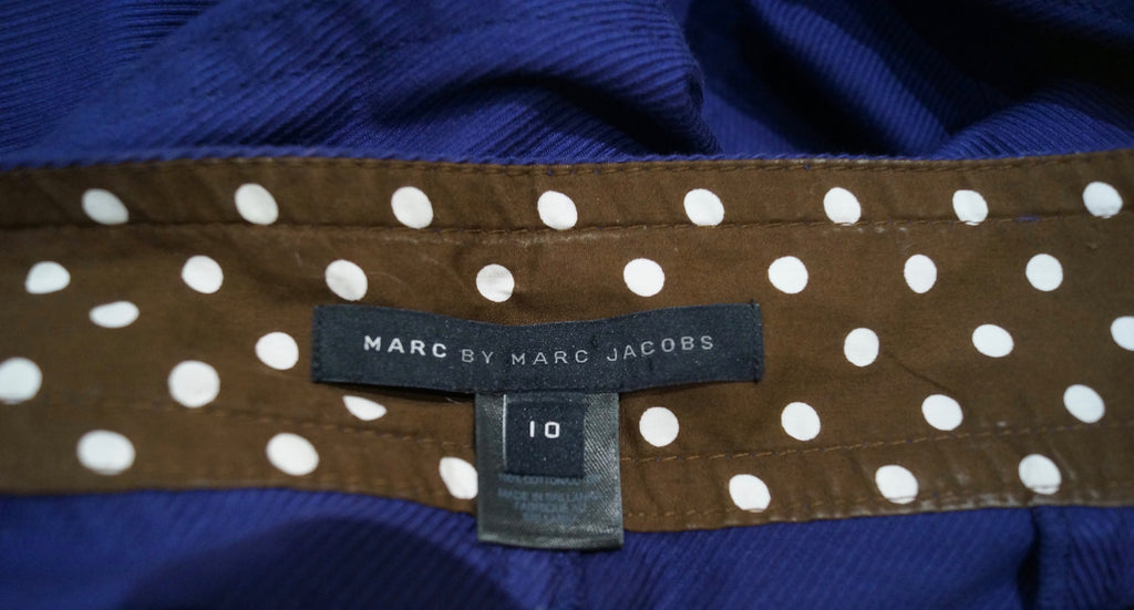 MARC BY MARC JACOBS Women's Purple Blue 100% Cotton Wrap Front Skirt US10 UK14