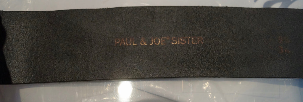 PAUL & JOE SISTER Women's Black Leather Silver Tone Fish Buckle Belt Sz:34
