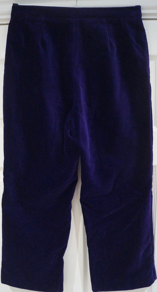 IQ TRADEMARK Women's Purple Cotton Blend Velvet Crop Capri Evening Trousers UK10