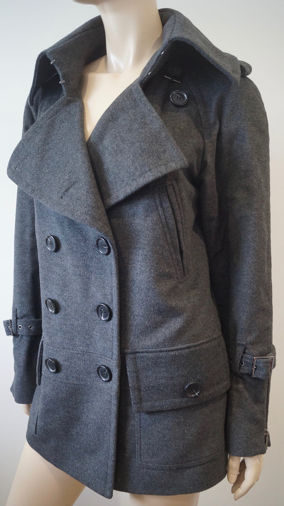 BUI DE BARBARA BUI Grey Double Breasted Collared Lined Winter Jacket Coat 40; 12