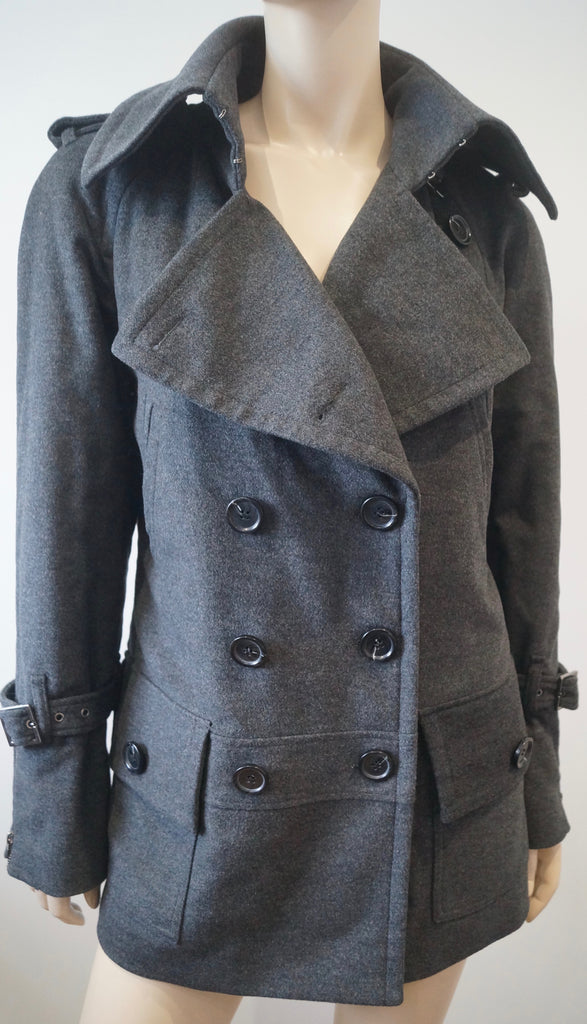 BUI DE BARBARA BUI Grey Double Breasted Collared Lined Winter Jacket Coat 40; 12