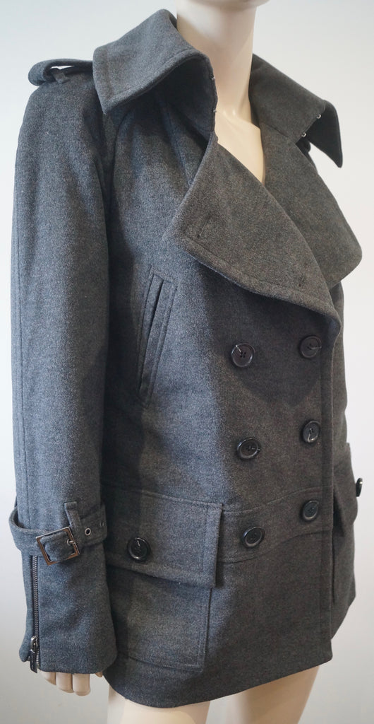 BUI DE BARBARA BUI Grey Double Breasted Collared Lined Winter Jacket Coat 40; 12