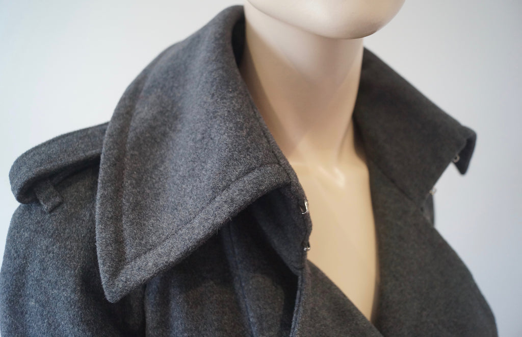 BUI DE BARBARA BUI Grey Double Breasted Collared Lined Winter Jacket Coat 40; 12