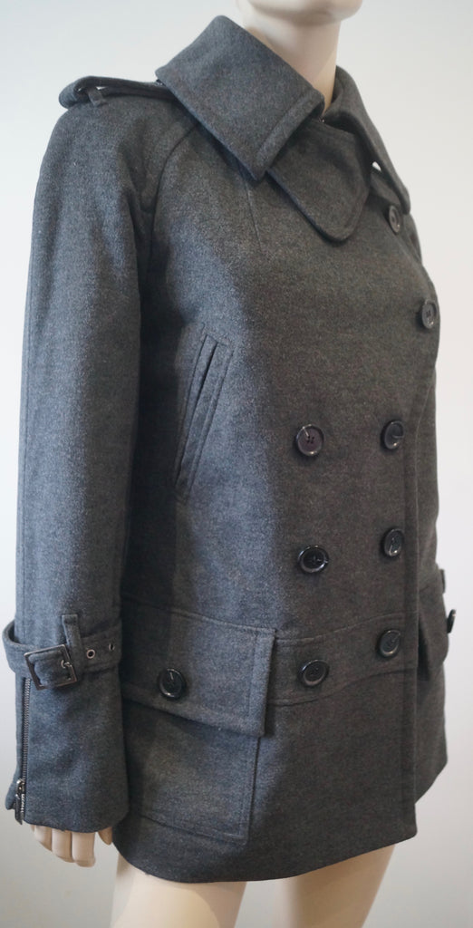 BUI DE BARBARA BUI Grey Double Breasted Collared Lined Winter Jacket Coat 40; 12