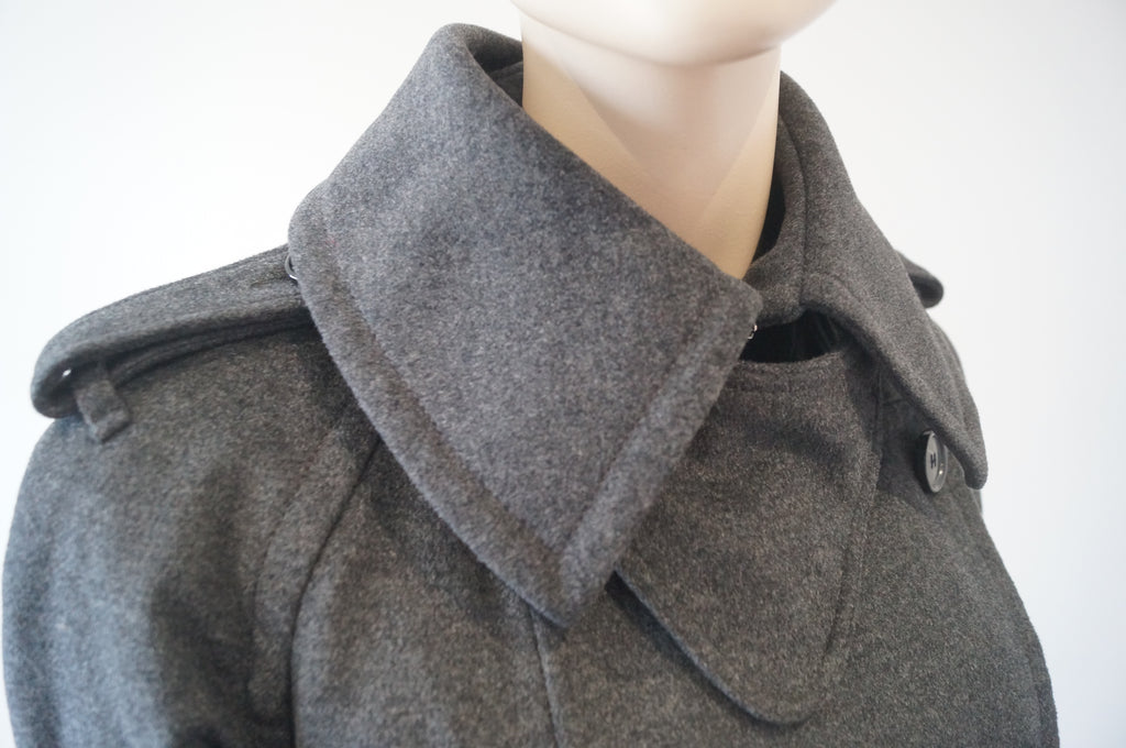 BUI DE BARBARA BUI Grey Double Breasted Collared Lined Winter Jacket Coat 40; 12