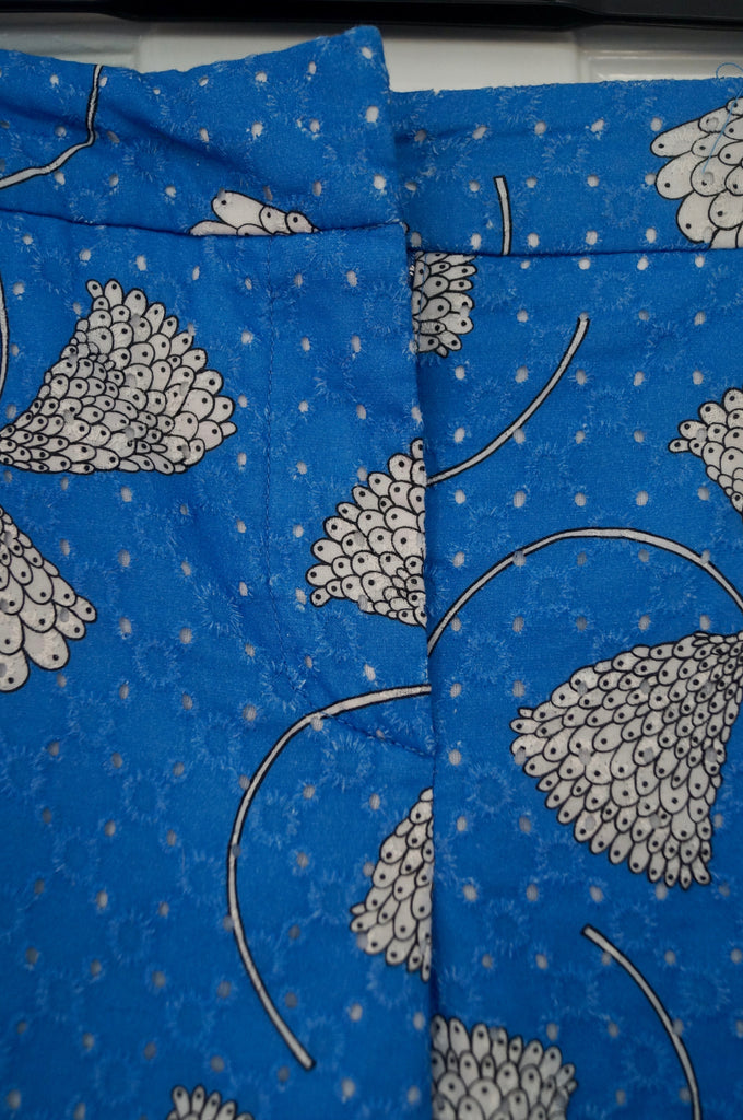 PAUL & JOE Royal Blue Cotton Floral Print Tapered Capri Crop Trousers Pants UK14