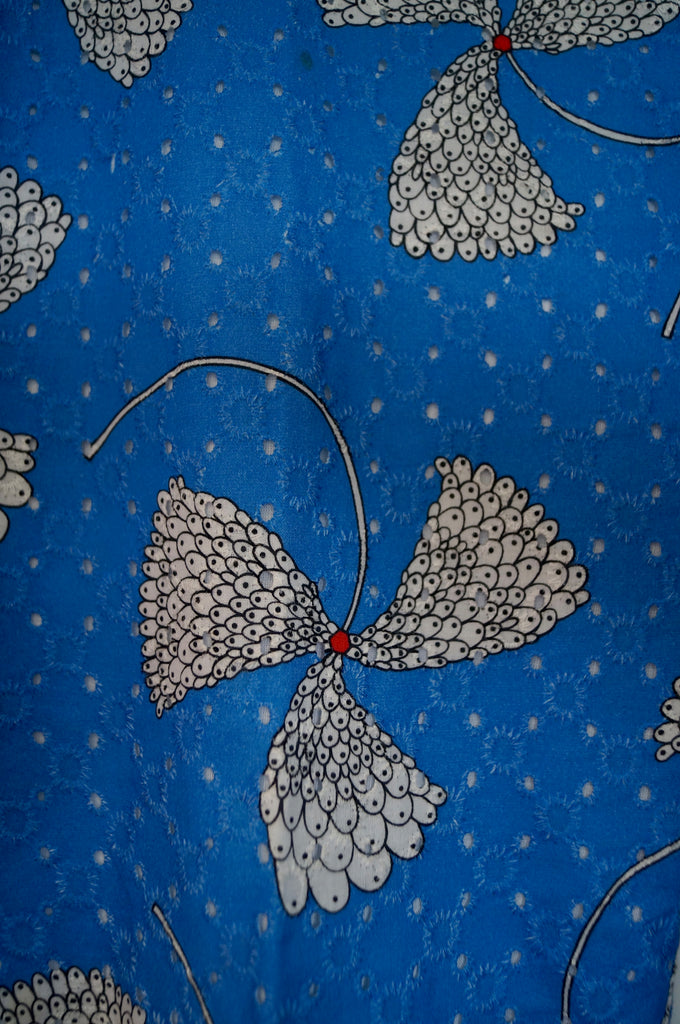 PAUL & JOE Royal Blue Cotton Floral Print Tapered Capri Crop Trousers Pants UK14