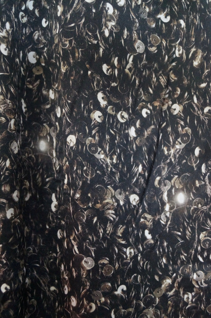 LANVIN ETE 2012 Charcoal Grey Silk Sequin Print Tapered Trousers Pants FR38 UK10