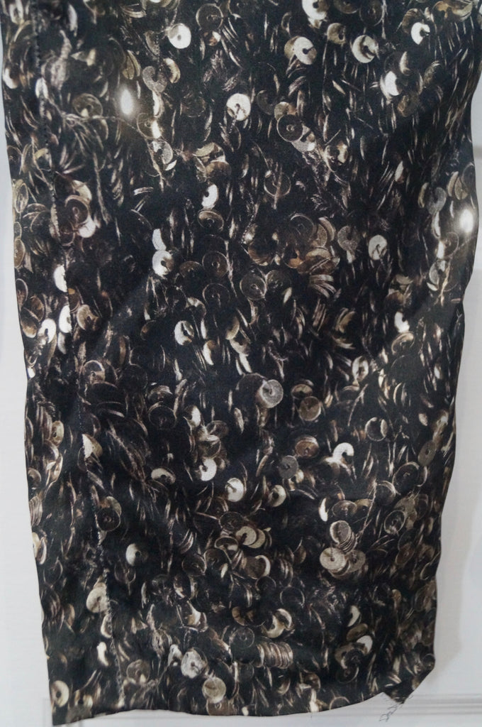 LANVIN ETE 2012 Charcoal Grey Silk Sequin Print Tapered Trousers Pants FR38 UK10