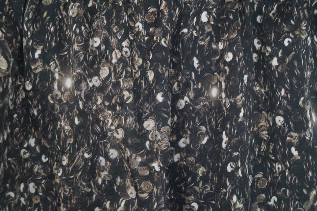 LANVIN ETE 2012 Charcoal Grey Silk Sequin Print Tapered Trousers Pants FR38 UK10