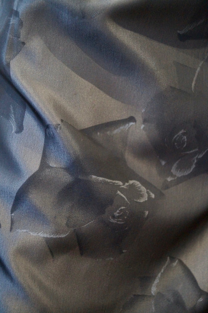 AGNES B Womens Charcoal Grey Sheen Large Floral Print Lined Pencil Skirt 40 UK14