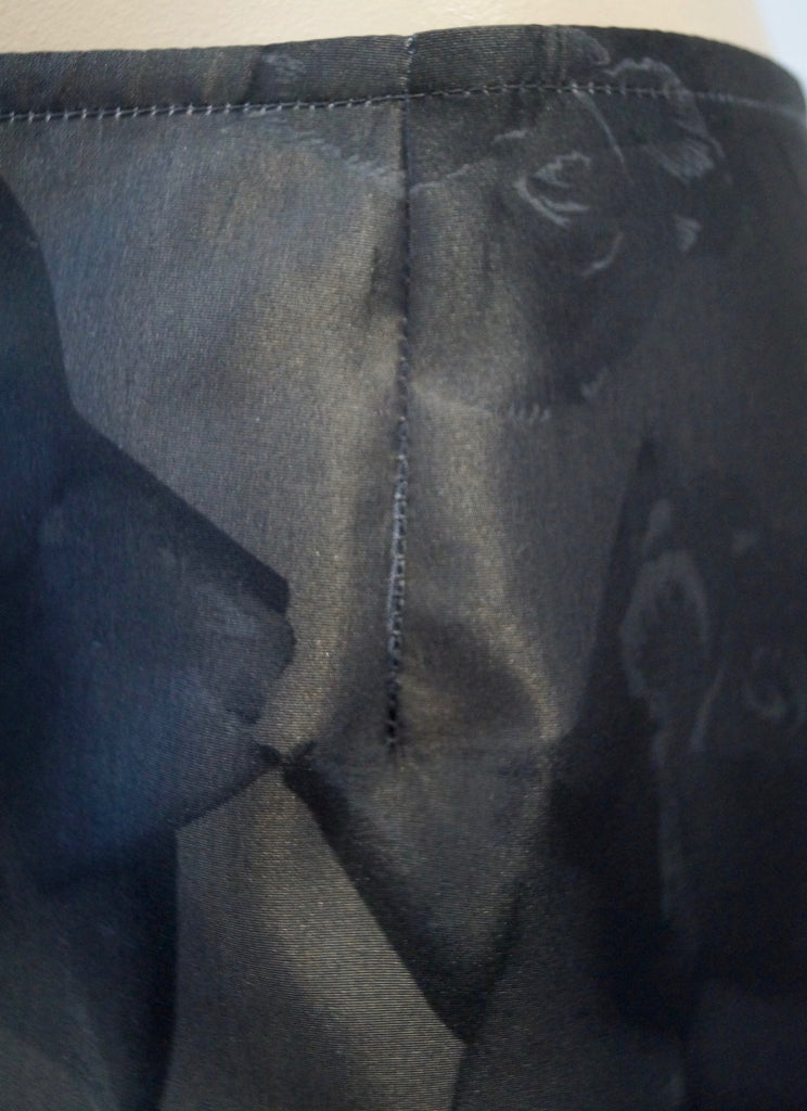 AGNES B Womens Charcoal Grey Sheen Large Floral Print Lined Pencil Skirt 40 UK14