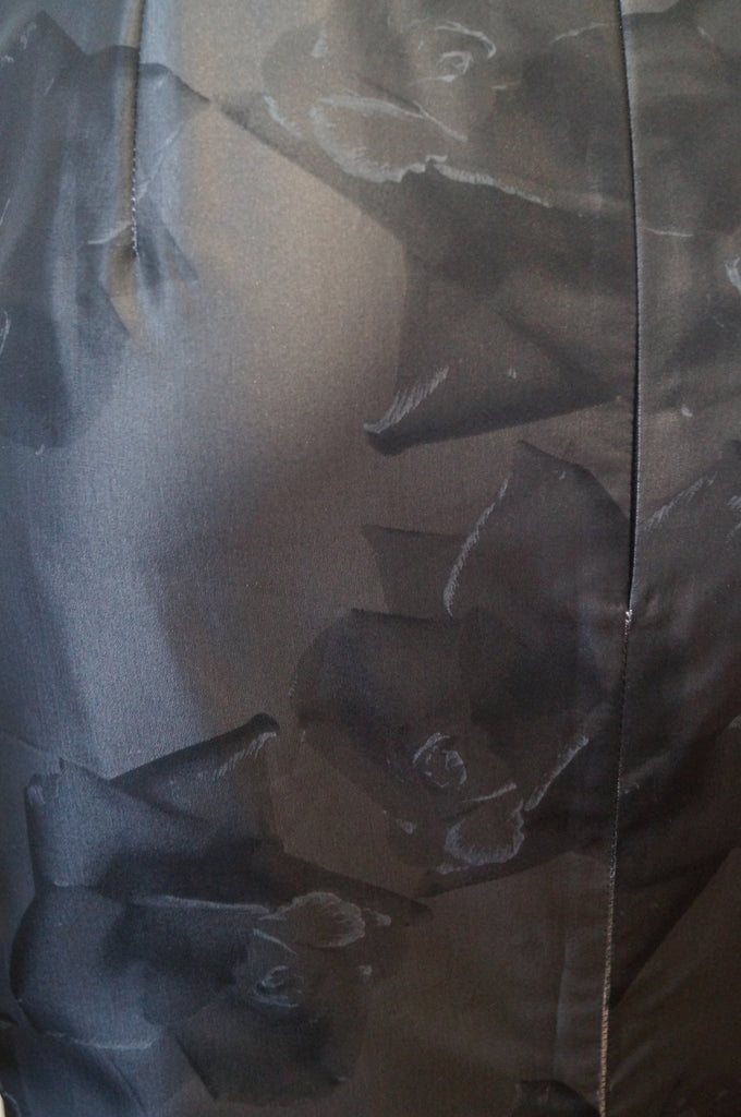 AGNES B Womens Charcoal Grey Sheen Large Floral Print Lined Pencil Skirt 40 UK14