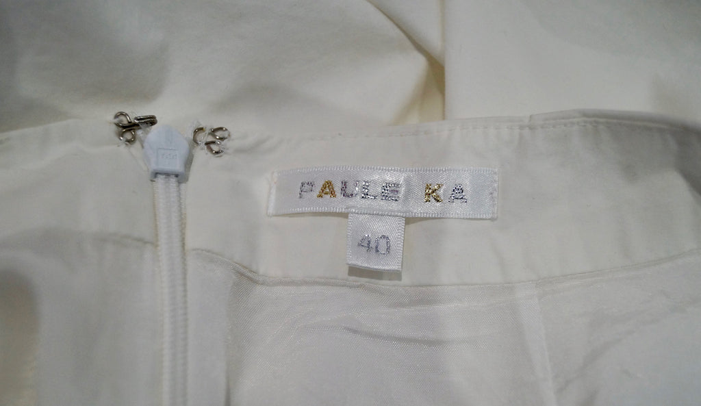 PAULE KA Women's White Cotton Blend Pleated Front Short Length Skirt FR40 UK12