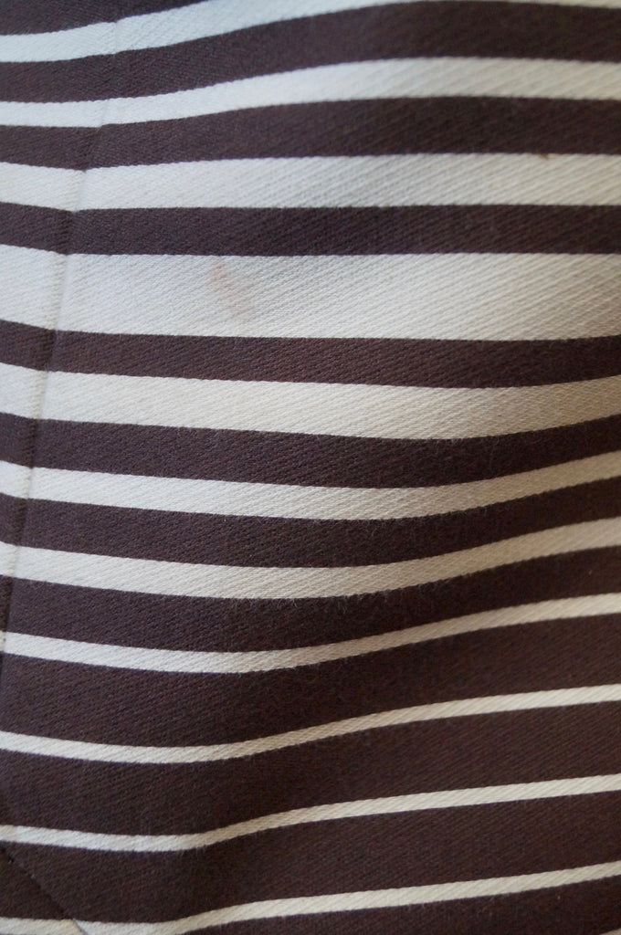 AKRIS PUNTO Brown & Beige Cotton Blend Striped Kick Pleat Lined Skirt US12 UK16