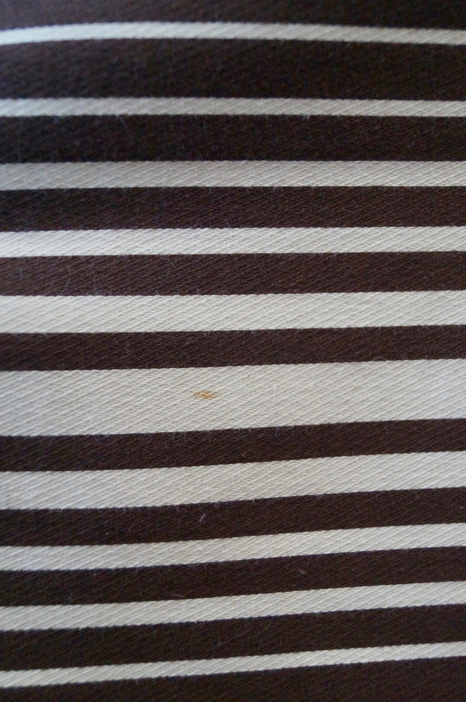 AKRIS PUNTO Brown & Beige Cotton Blend Striped Kick Pleat Lined Skirt US12 UK16