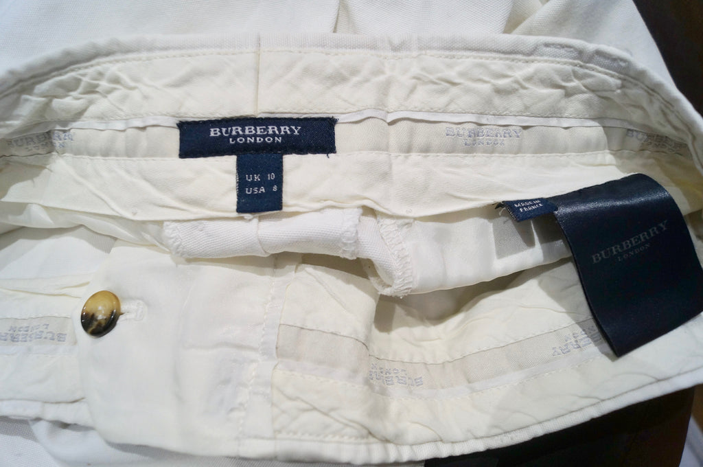 BURBERRY LONDON White 100% Cotton Denim Wide Leg Jeans Trousers Pants UK10 US8