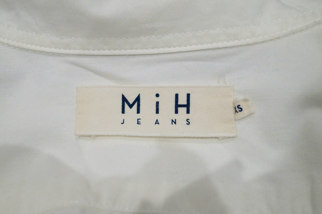 MIH JEANS White Cotton Collared Adjustable Sleeve Length Blouse Shirt Top XS