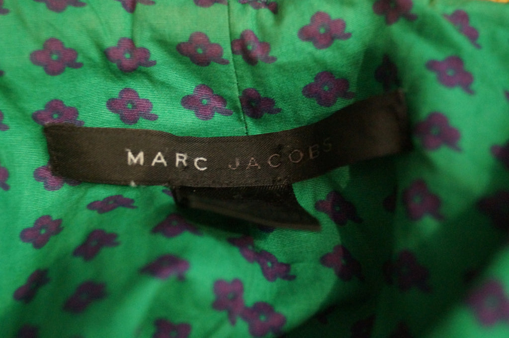 MARC JACOBS Blue 100% Cotton Military Style Collarless Blazer Jacket Top M