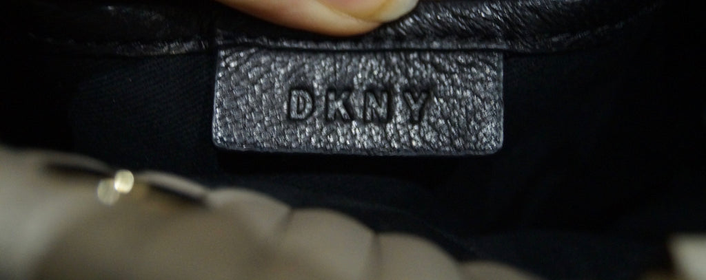 DKNY Cream Beige Quilted Leather Gold Tone Branded Detachable Shoulder Strap Bag