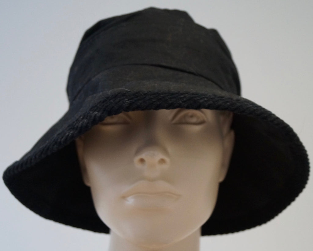 BRONTE AMSTERDAM Black 100% Cotton Pleated Lined Casual Bucket Hat Sz:57 / M