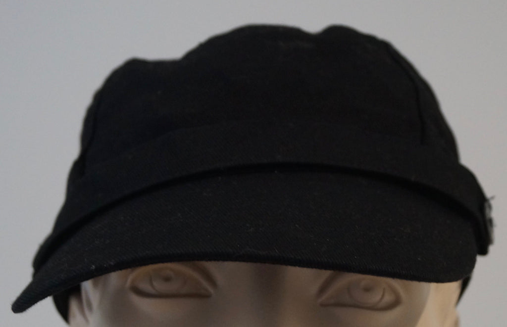 MULBERRY Black 100% Cotton Branded Silver Detail Lined Peaked Casual Cap Hat