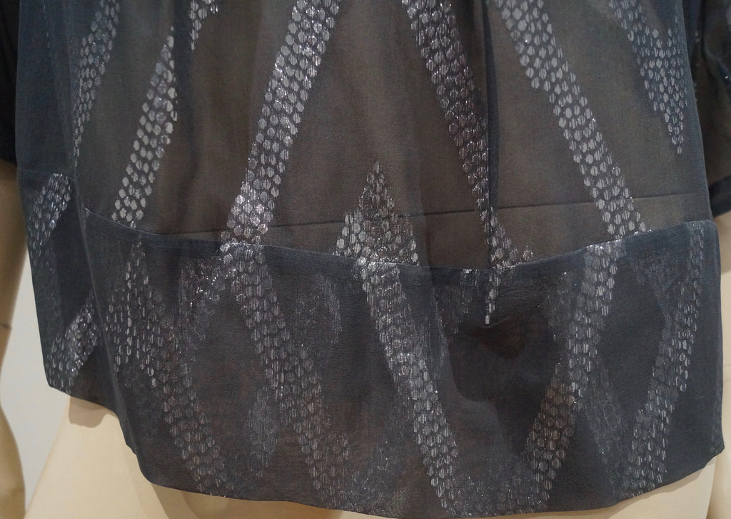 BY MALENE BIRGER Charcoal Grey Silver Metallic Stitch Silk Blend Blouse Top 34