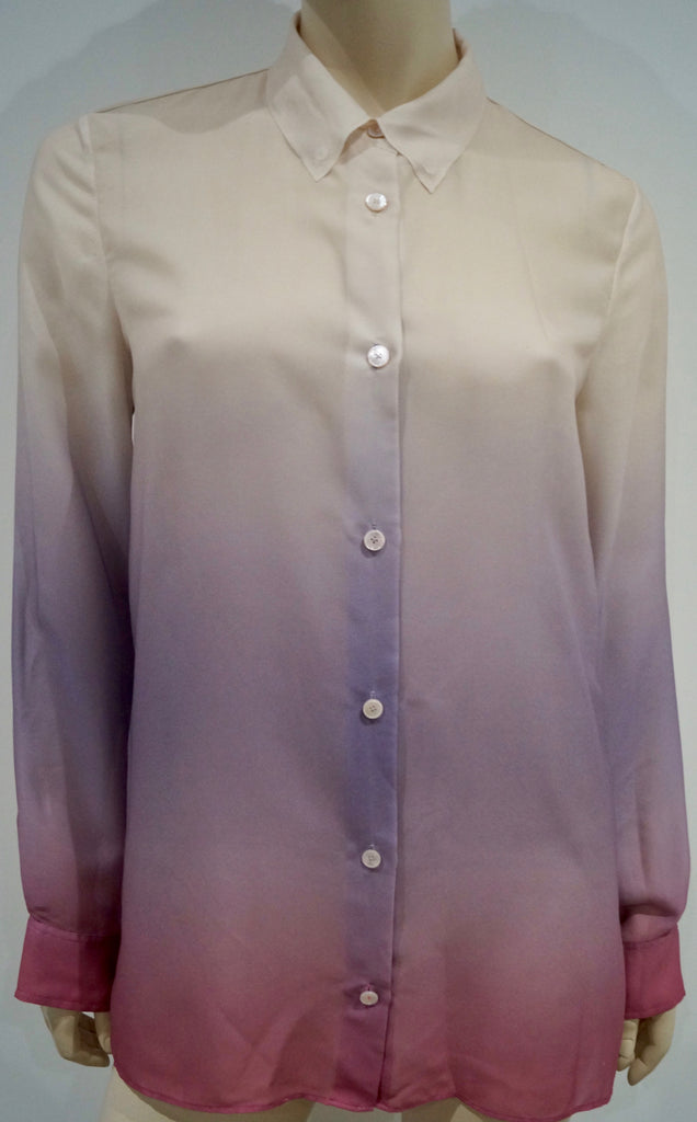 ACNE Cream Pink & Purple Ombre Collared Long Sleeve Blouse Shirt Top 36; UK10