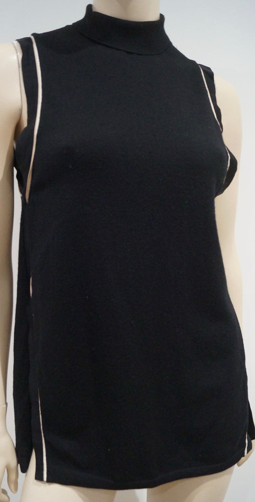 SCHUMACHER Black Virgin Wool Blend High Neckline Sleeveless Tunic Top Sz3; M