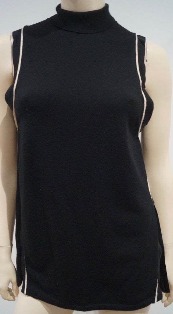 SCHUMACHER Black Virgin Wool Blend High Neckline Sleeveless Tunic Top Sz3; M