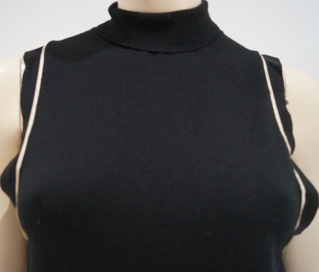 SCHUMACHER Black Virgin Wool Blend High Neckline Sleeveless Tunic Top Sz3; M