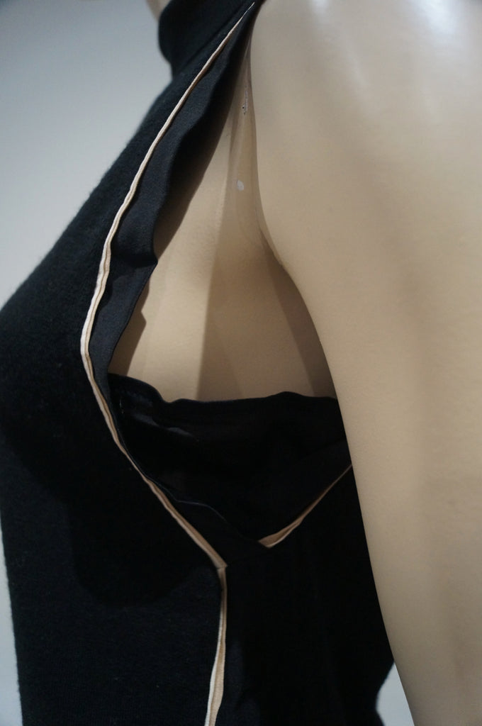 SCHUMACHER Black Virgin Wool Blend High Neckline Sleeveless Tunic Top Sz3; M