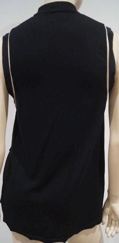 SCHUMACHER Black Virgin Wool Blend High Neckline Sleeveless Tunic Top Sz3; M