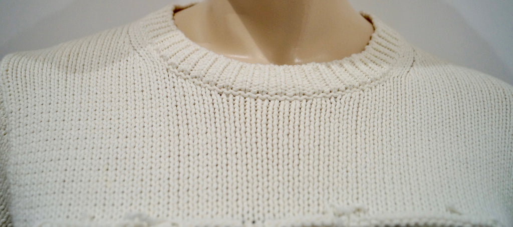 COACH NEW YORK Cream Cotton Blend Knit Flag Pattern Front Jumper Sweater Top S