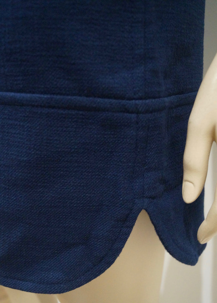 PAUL & JOE SISTER Navy Blue Cotton Blend V Neck Short Sleeve Dress FR36 UK8