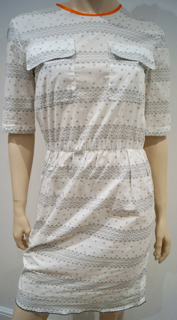 MARNI SUMMER EDITION 2012 White & Black Cotton Geometric Print Summer Dress 38